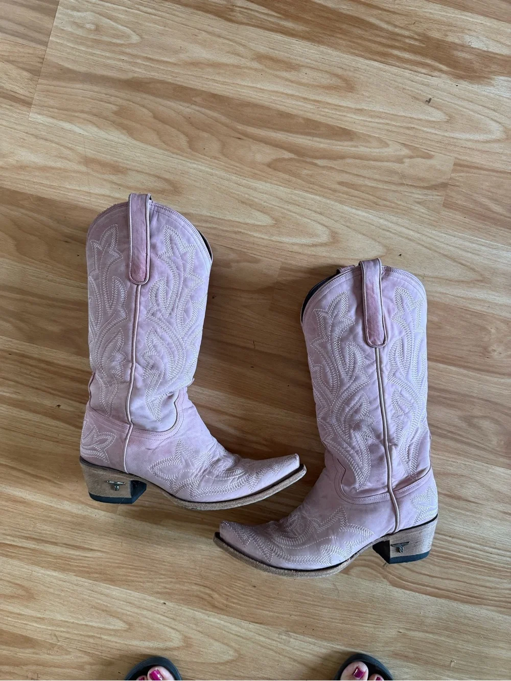 Ladies Lane Saratoga Western Cowboy Cowgirl Boots Snip Square Toe Blush Pink - 9